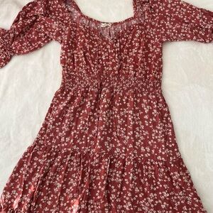 red floral flowy maxi dress